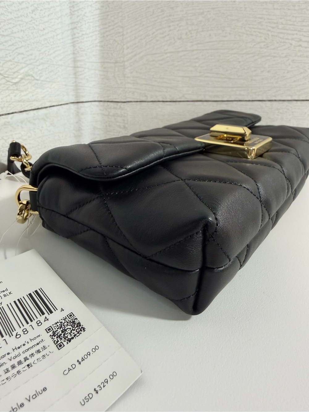 Kate Spade Carey Quilted Mini Black Leather Crossbody Gold & Dust Bag $329 — NWT - Picture 13 of 16